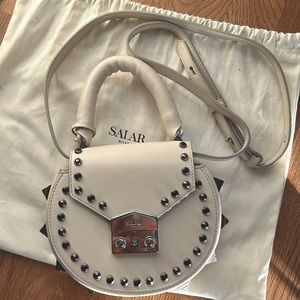 SALAR Carol White Studded Shoulder Bag